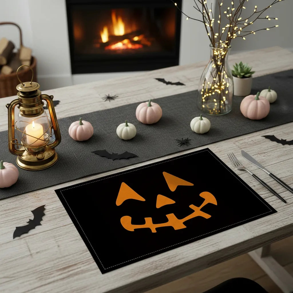 Set de Table Noir Halloween Minimaliste
