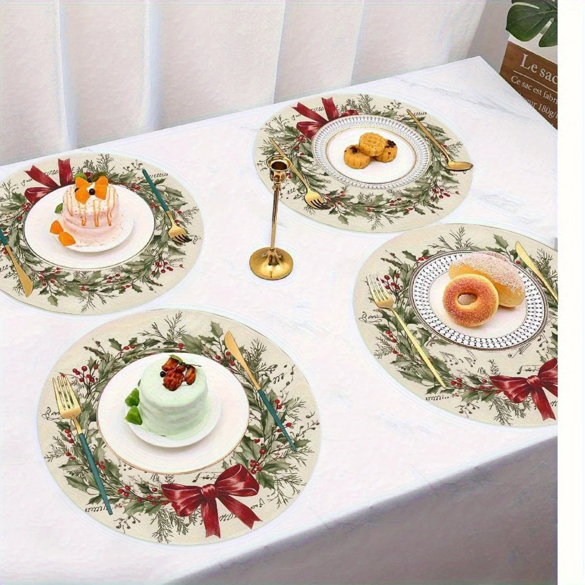 Set de Table Rond Baies de Houx tendance