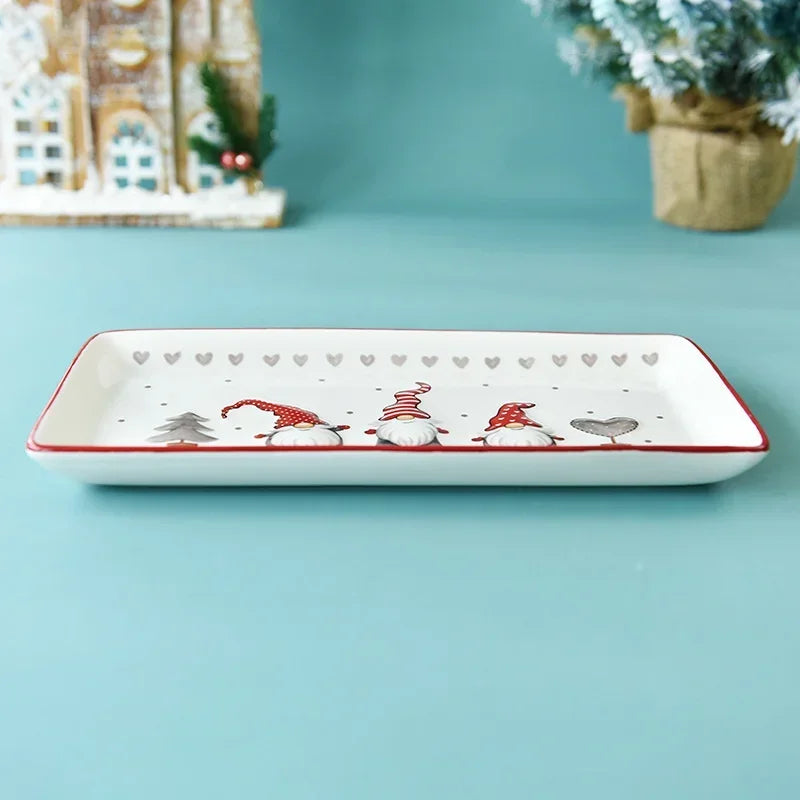 Assiette de Noël Blanche Rectangulaire