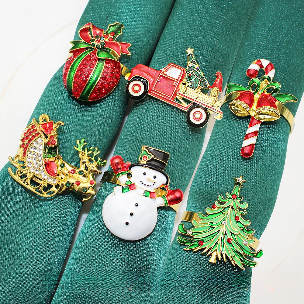 Ensemble de 6 Anneaux de Serviettes Noël