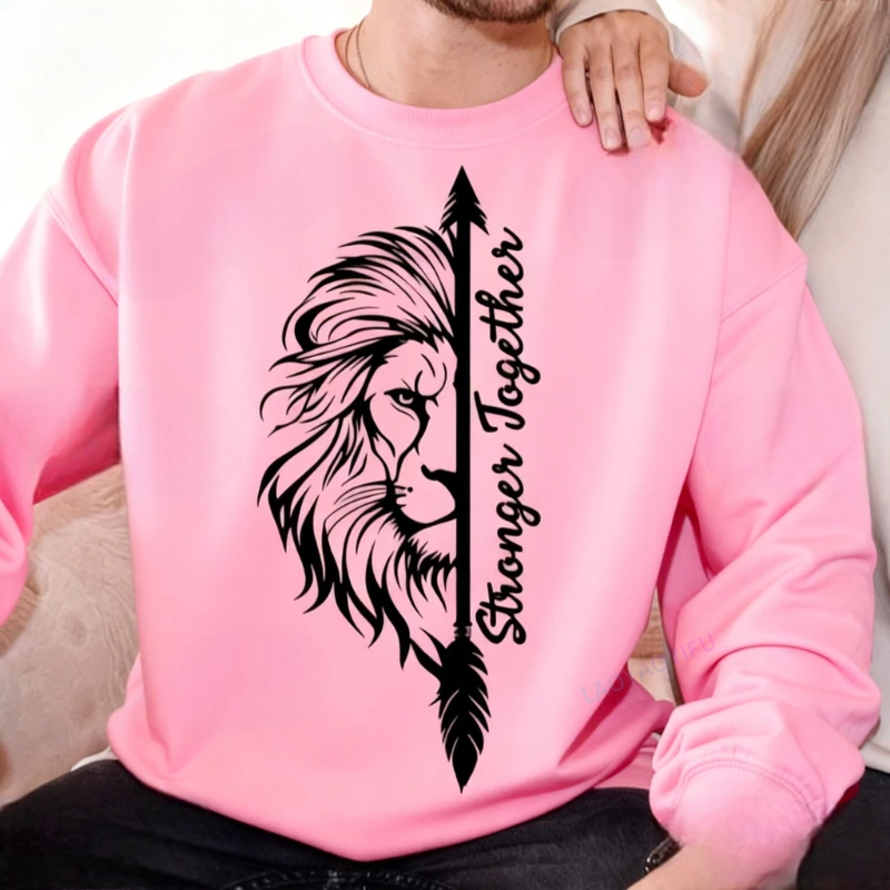 Sweat Saint-Valentin Assorti pour Couple Lion Rose