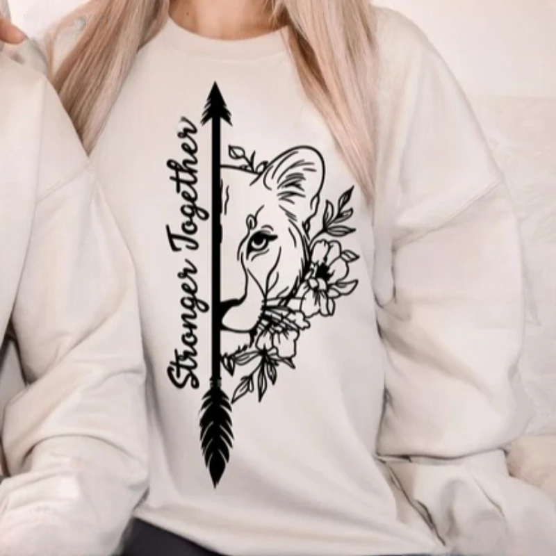 Sweat Saint-Valentin Assorti pour Couple Lionne Beige