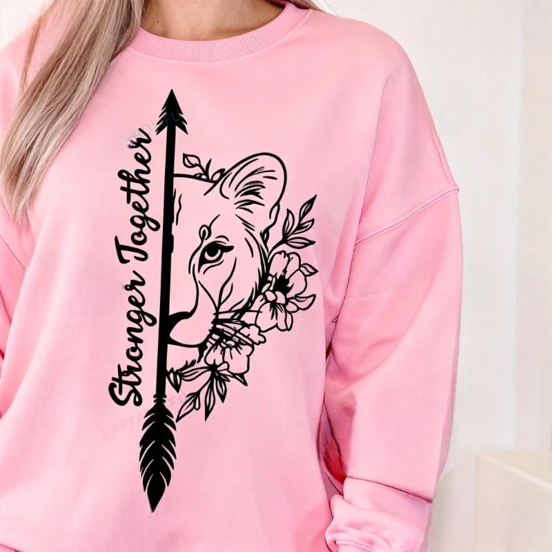 Sweat Saint-Valentin Assorti pour Couple Lionne Rose