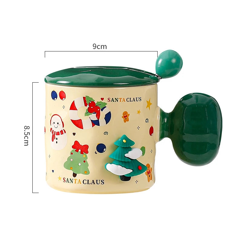 Tasse Noël en Porcelaine à Couvercle Verte Mesure