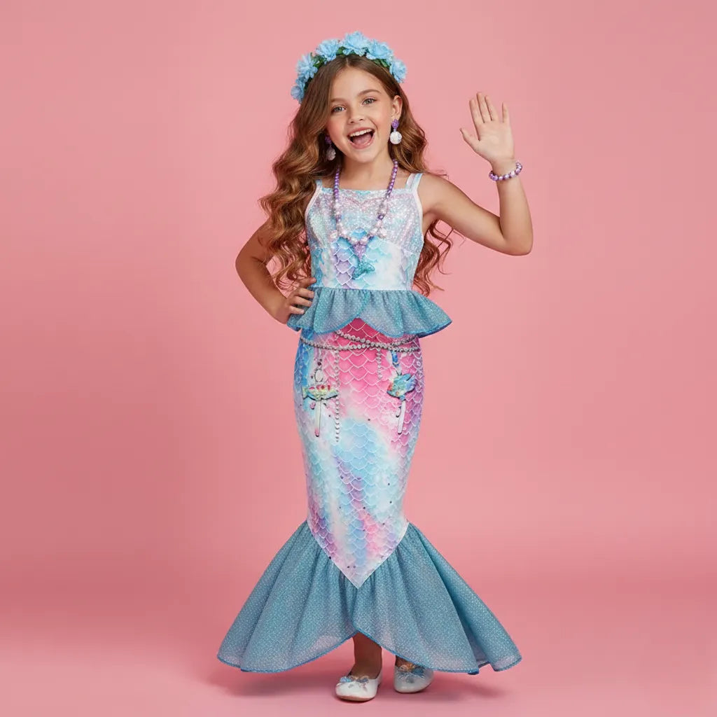 Tenue Sirène Bleue avec Accessoires