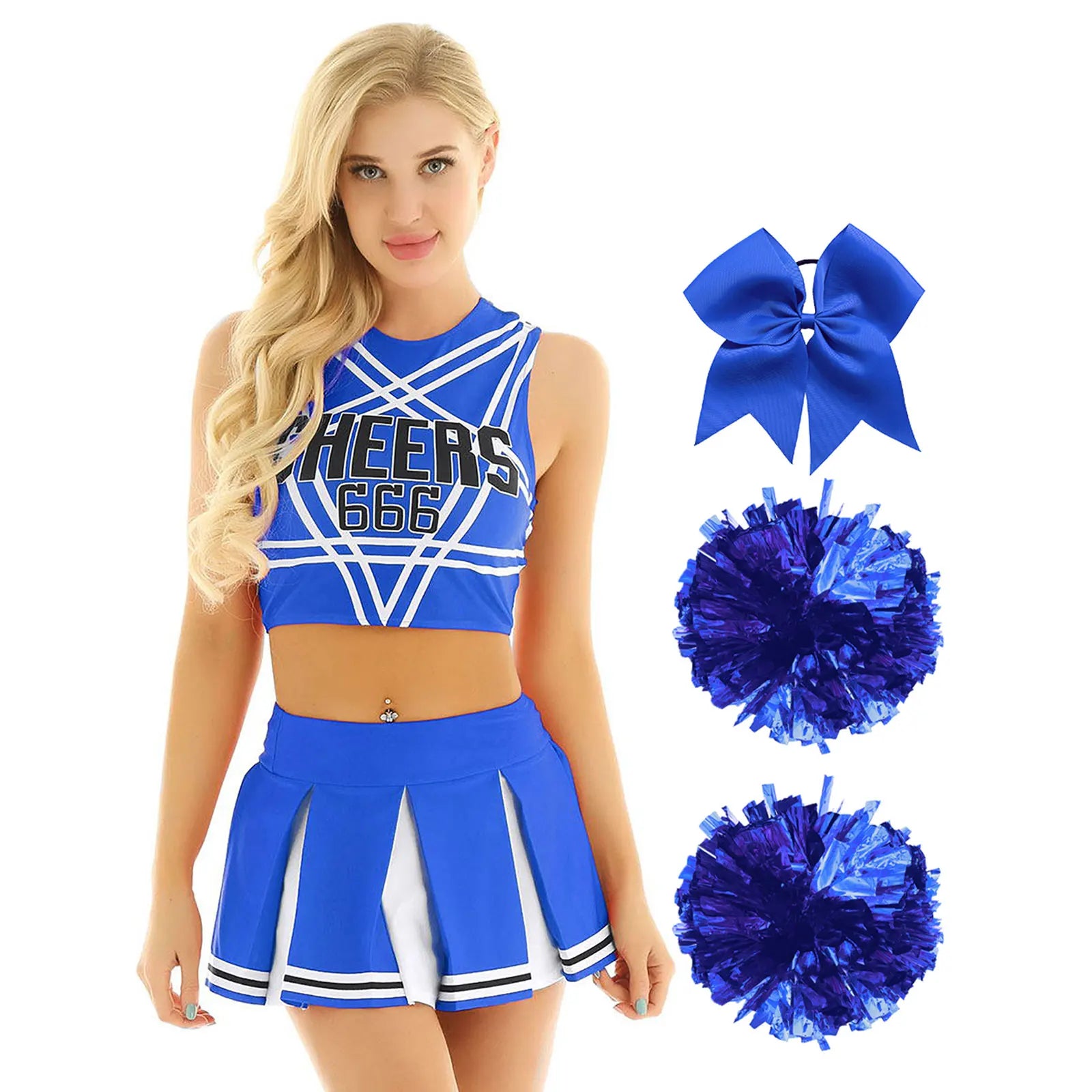 Uniforme Pompom Girl Bleu Accessoirisé qualité