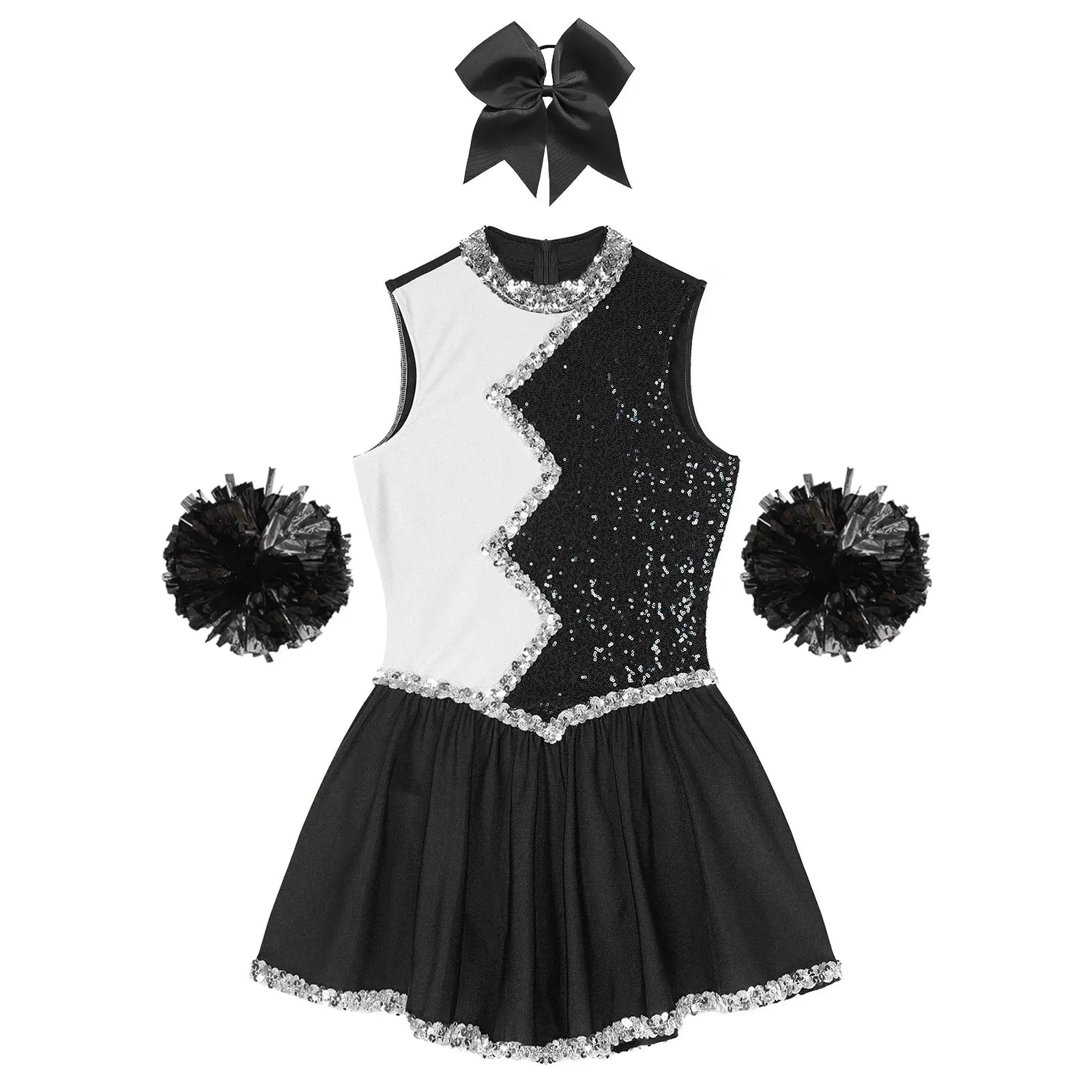 Uniforme Pompom Girl Noir Pailleté tendance