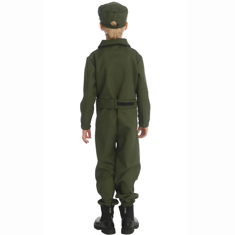 Uniforme Vert Militaire Enfant en Polyester