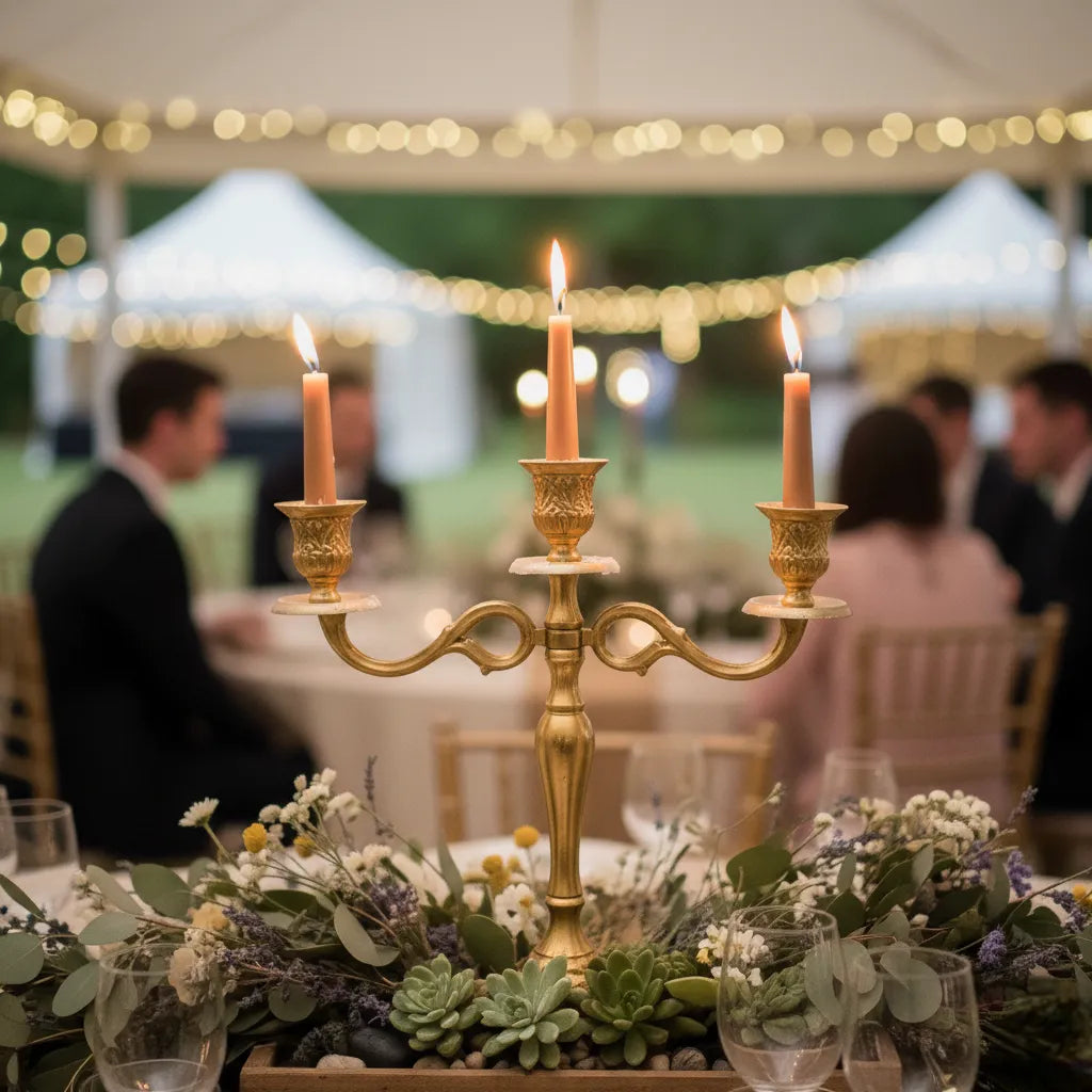 bougeoir rétro doré et décoratif