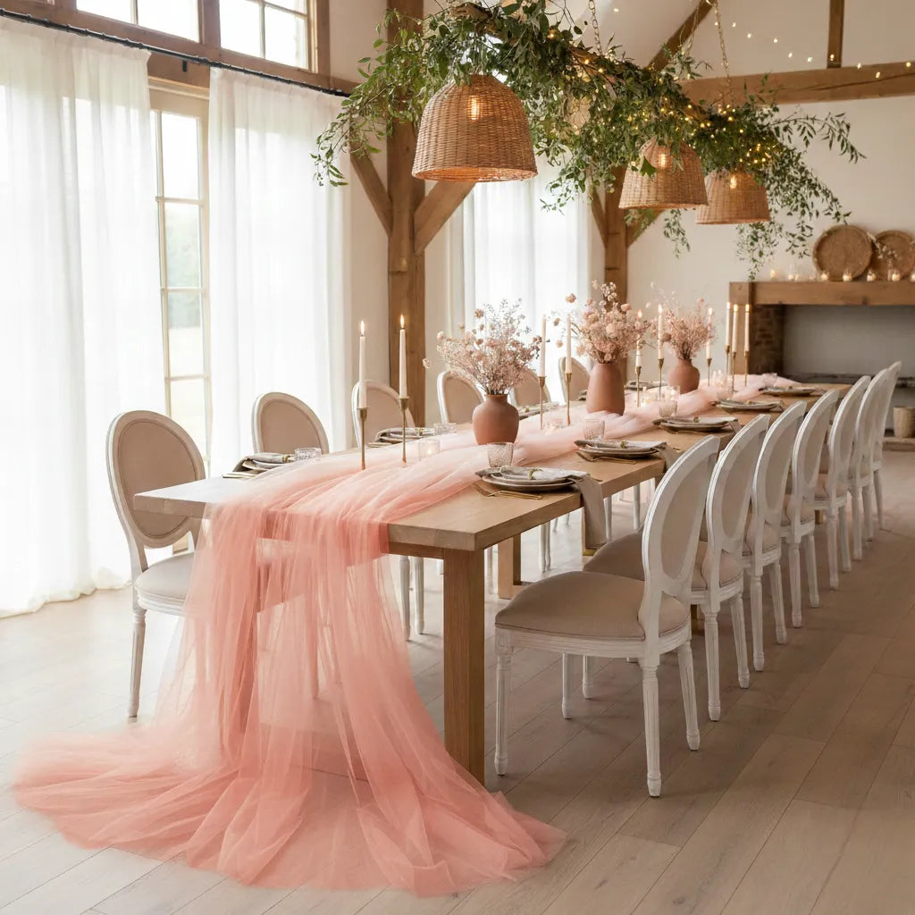 chemin de table mariage élégant en tulle original