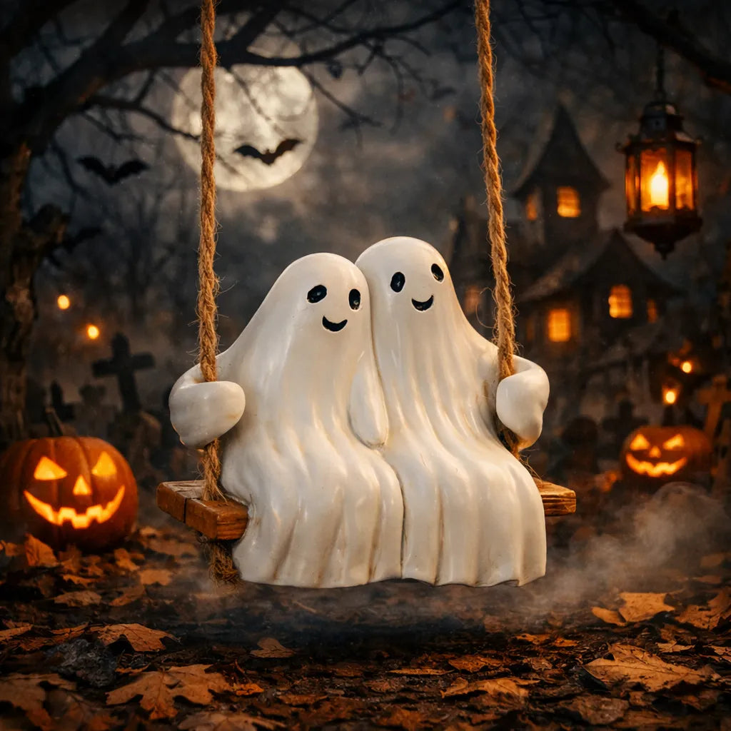 couple de fantôme sur balançoire terrifiant