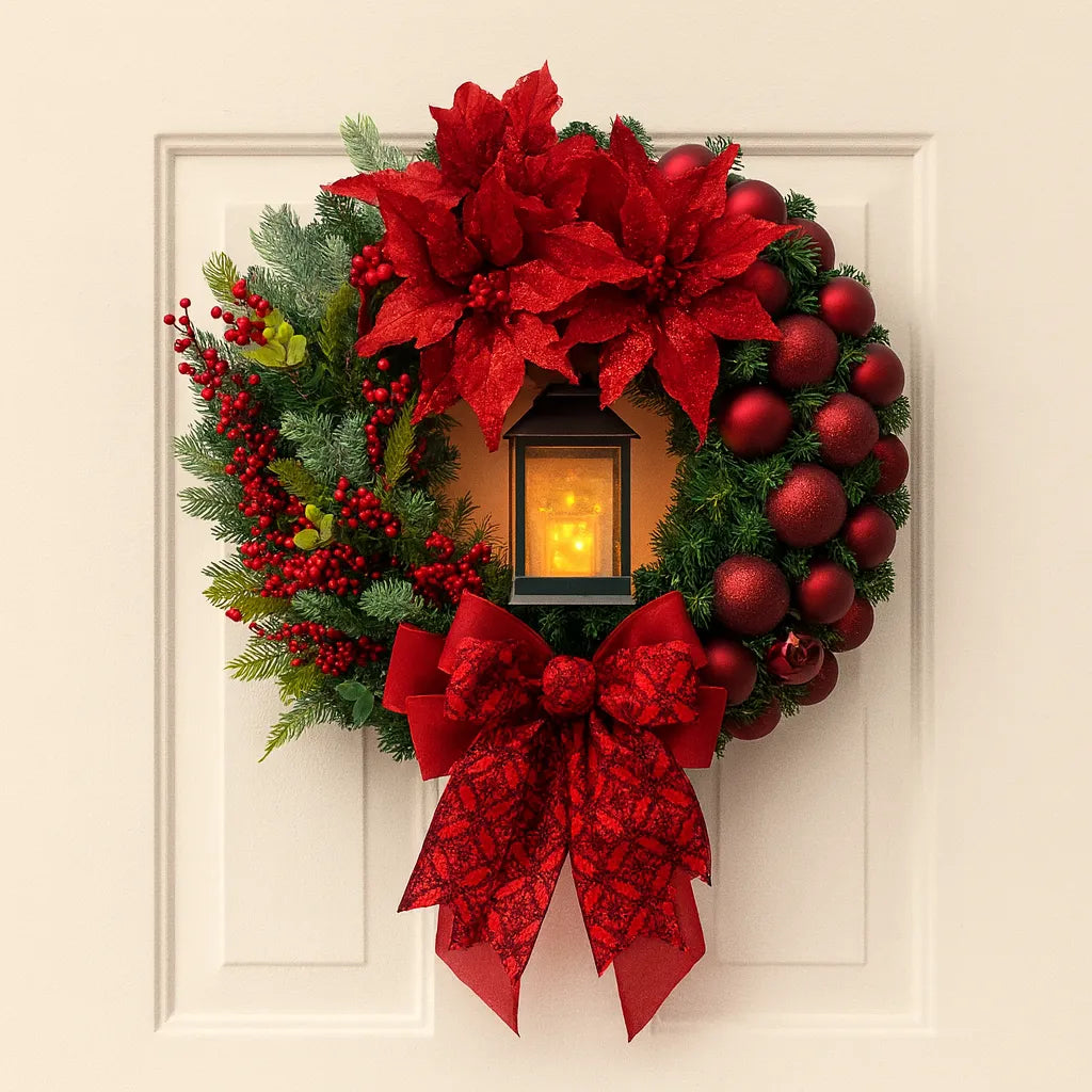 couronne de Noël de porte de luxe raffiné