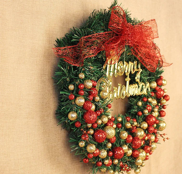 couronne de noël rouge et or festive moderne