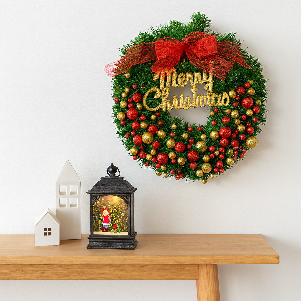 couronne de noël rouge et or rafinnée