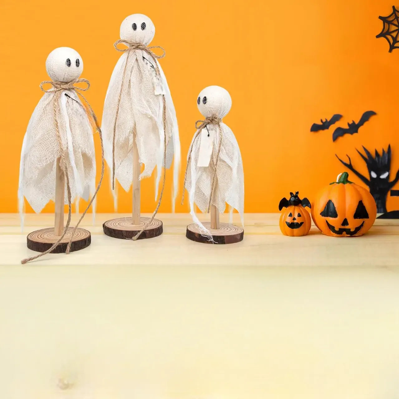 fantôme halloween décoratif en bois unique