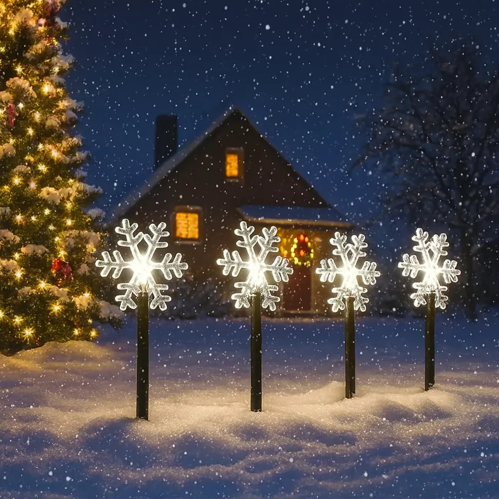 lot de lampes led solaire flocon de neige  festive