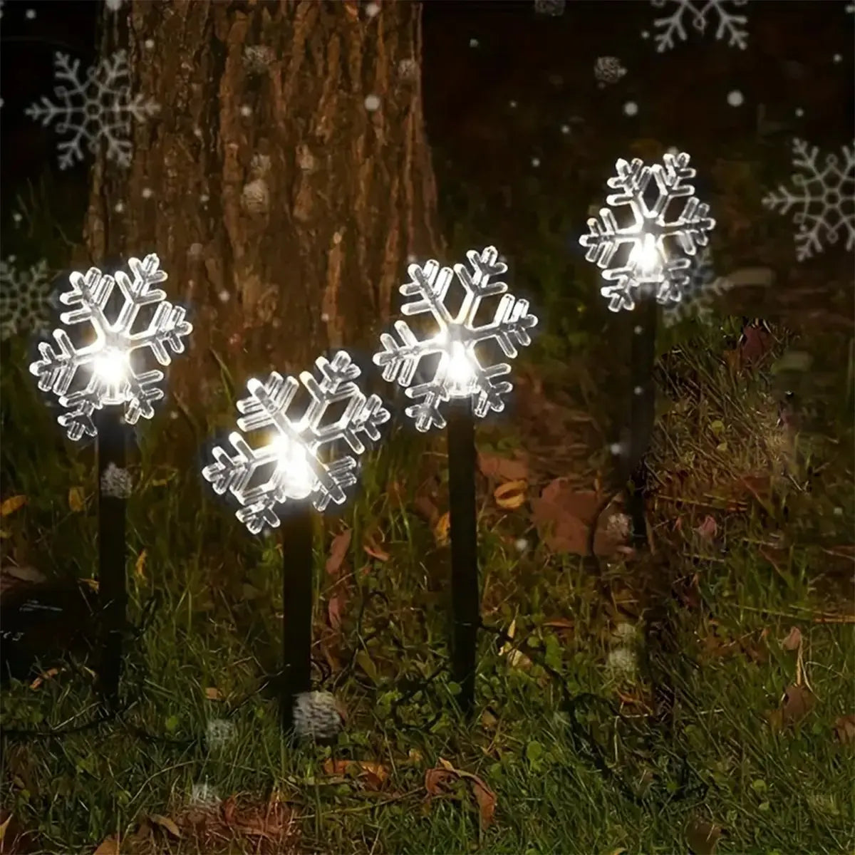 lot de lampes led solaire flocon de neige moderne
