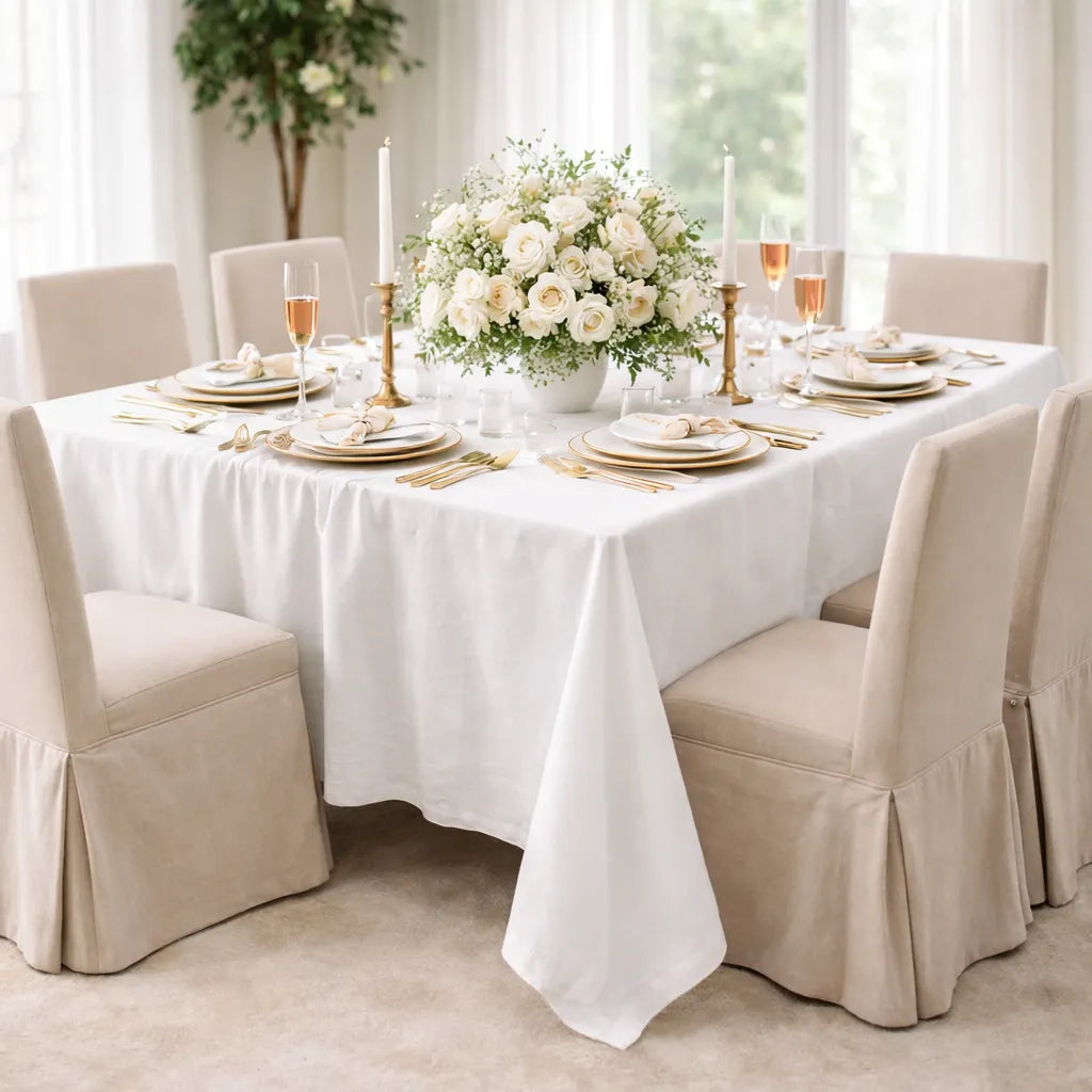 nappe tissu blanche mariage raffinée