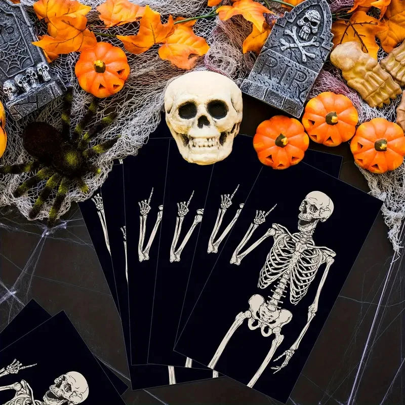 serviette en papier squelette noir effrayant