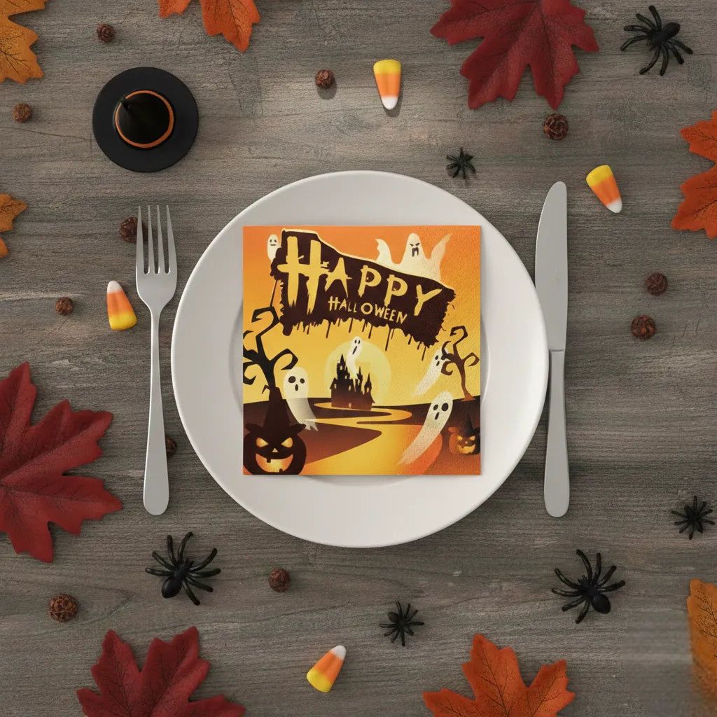 serviette happy halloween fantômes unique