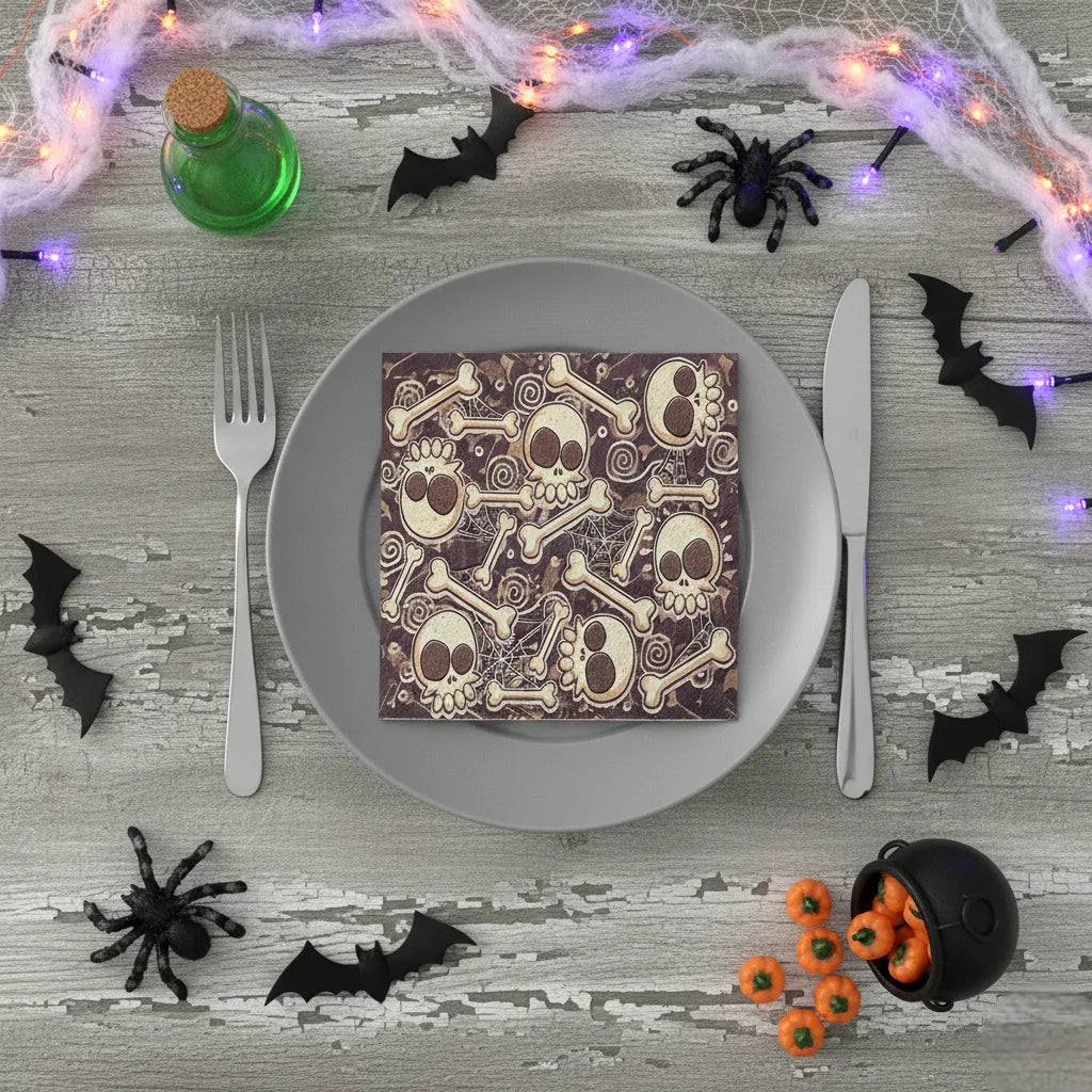 serviette jetable halloween squelettes légère