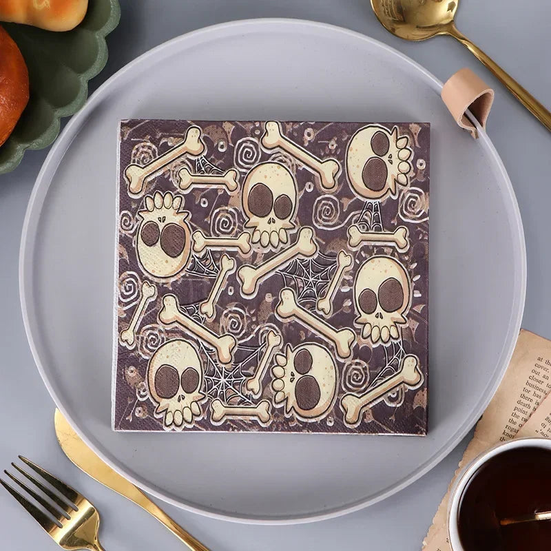 serviette jetable halloween squelettes épaisse