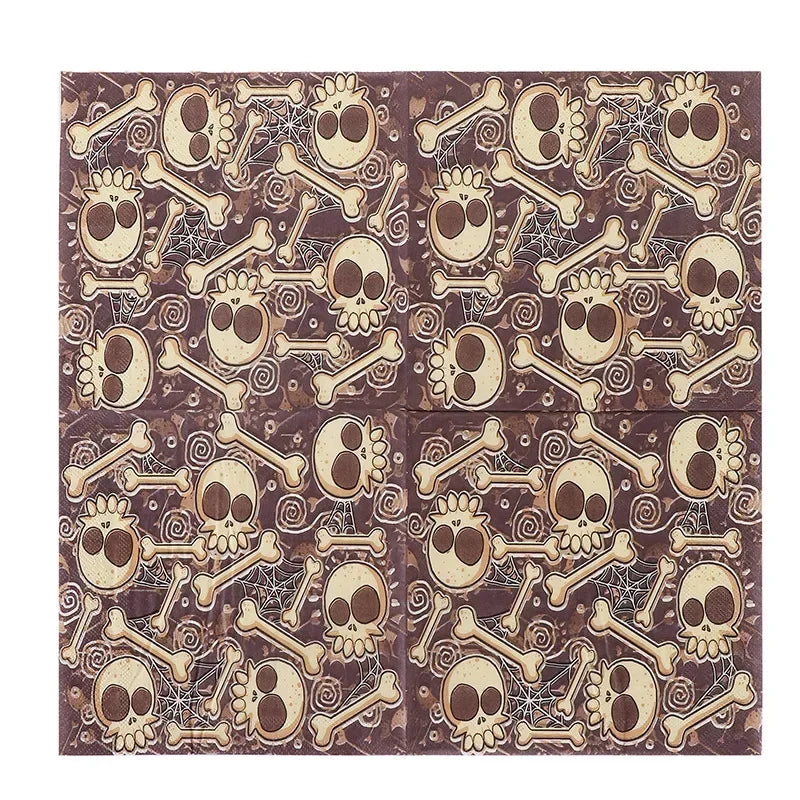 serviette jetable halloween squelettes spécial