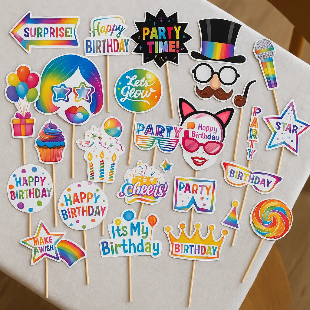 Accessoires Photobooth Anniversaire Arc-en-Ciel