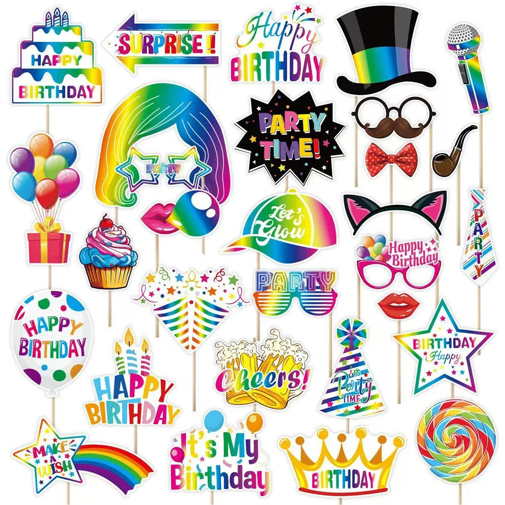 Accessoires Photobooth Anniversaire Arc-en-Ciel Unique