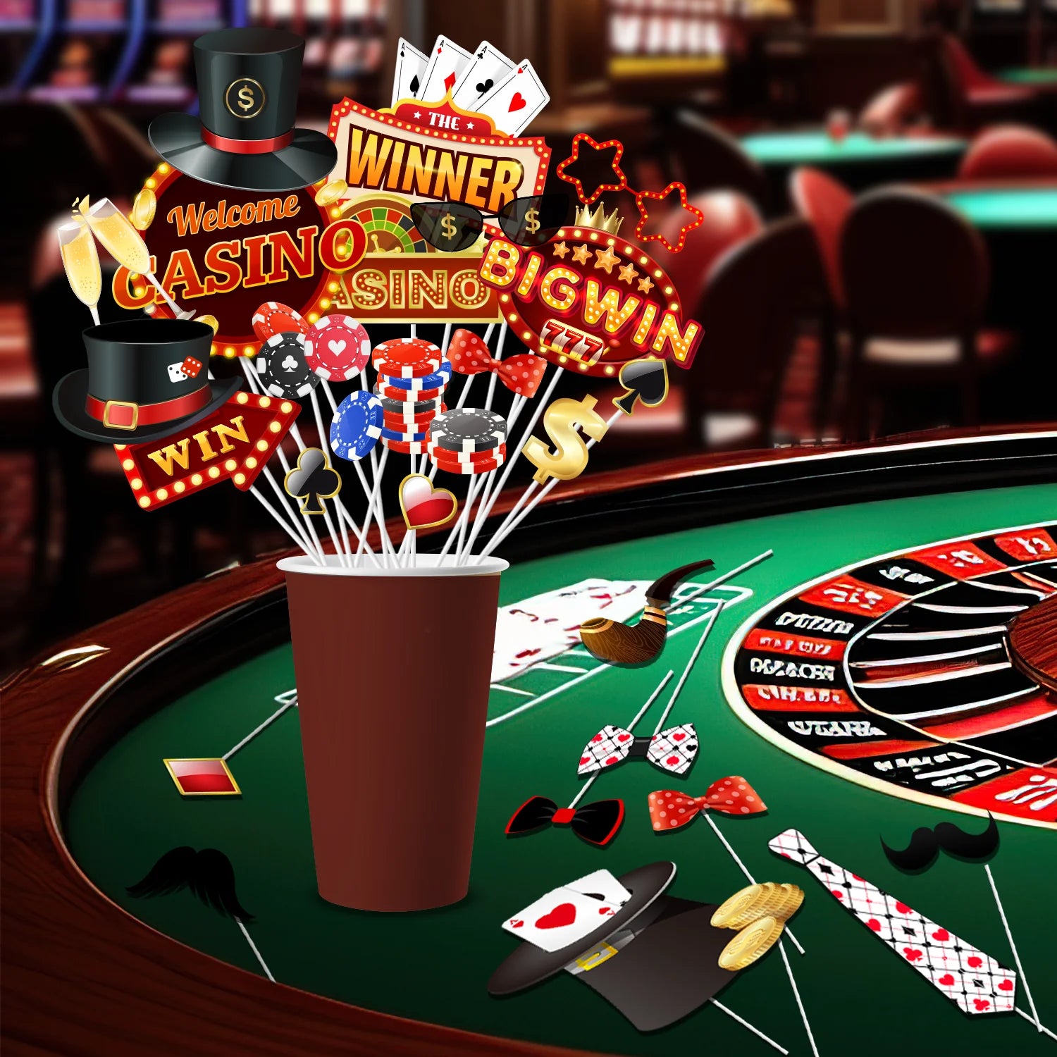 Accessoires Photobooth Casino Unique