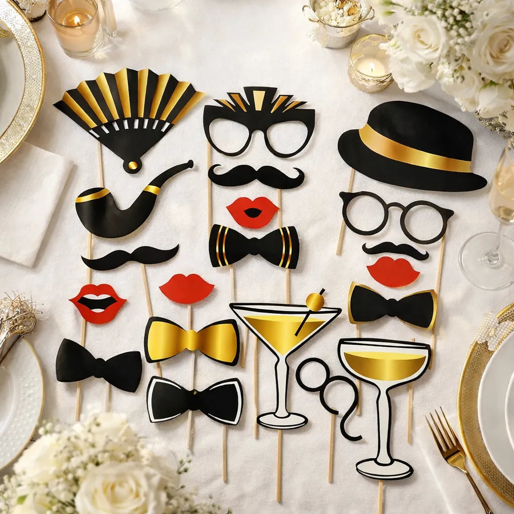 Accessoires Photobooth Mariage Dorés et Noirs
