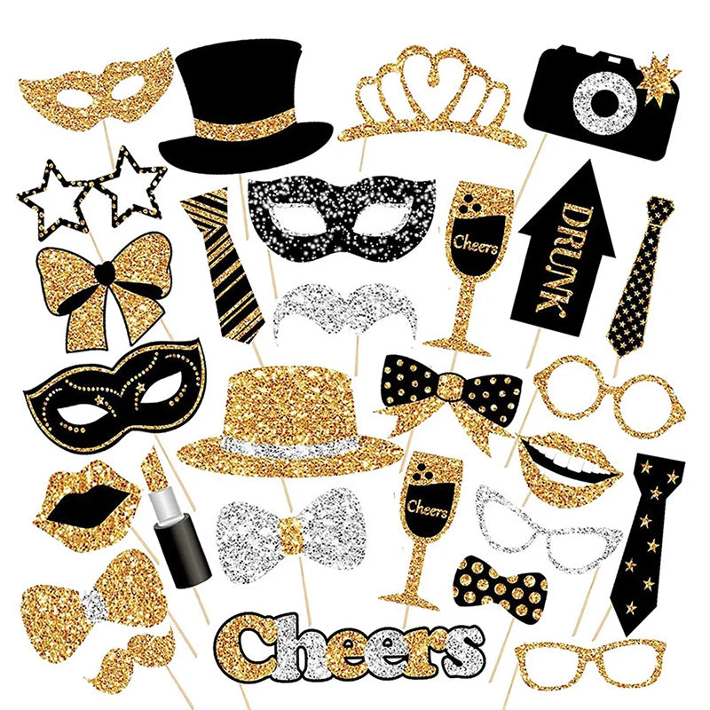 Accessoires Photobooth Noir et Or