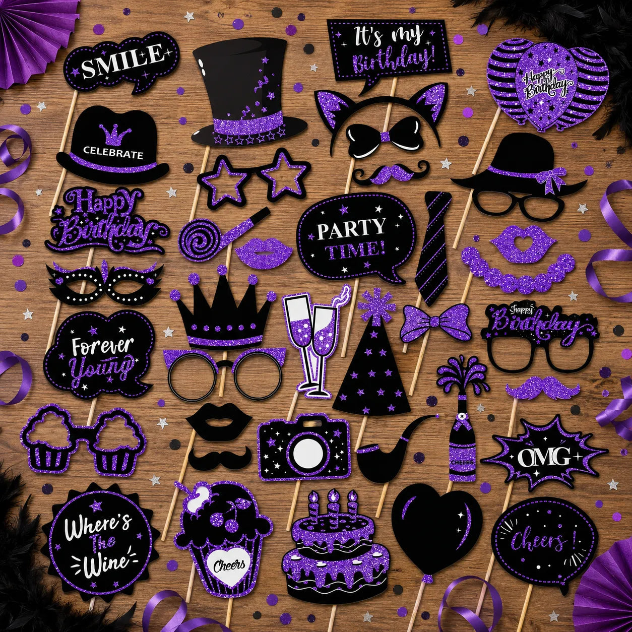 Accessoires Photobooth Noir et Violet