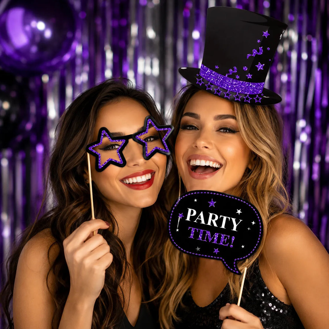Accessoires Photobooth Noir et Violet Festive
