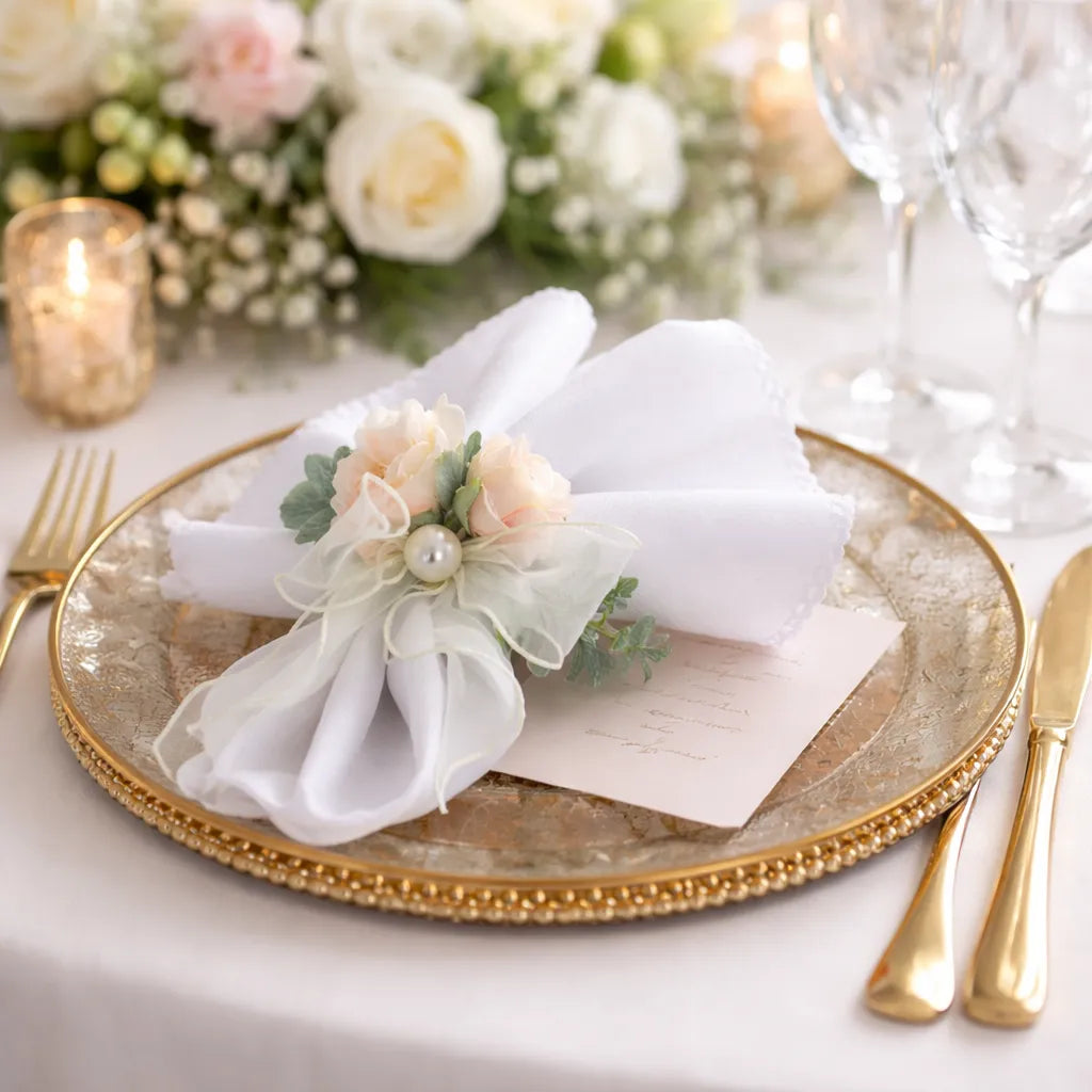 Anneau de Serviette Fleuri à Noeud