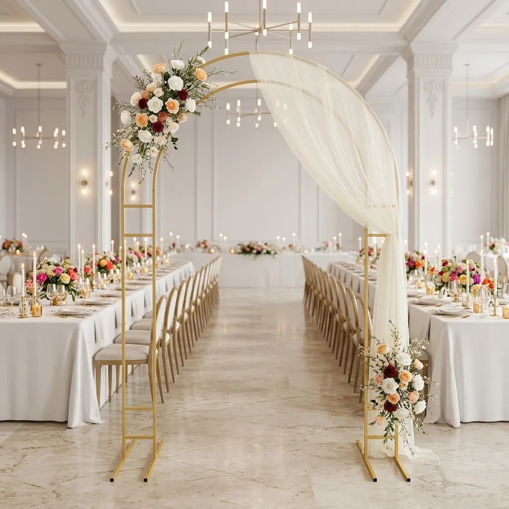 Arc Mariage Doré Avec Base Elégant