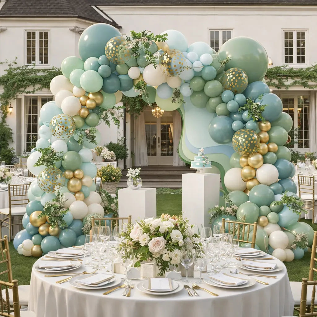 Arche Ballon Mariage Bleu et Vert Pastel