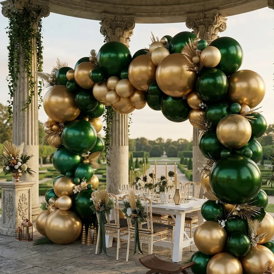Arche Ballon Mariage Vert et Doré