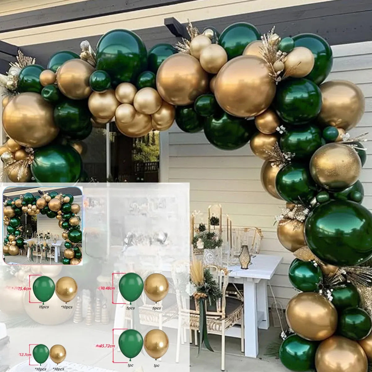 Arche Ballon Mariage Vert et Doré Détails