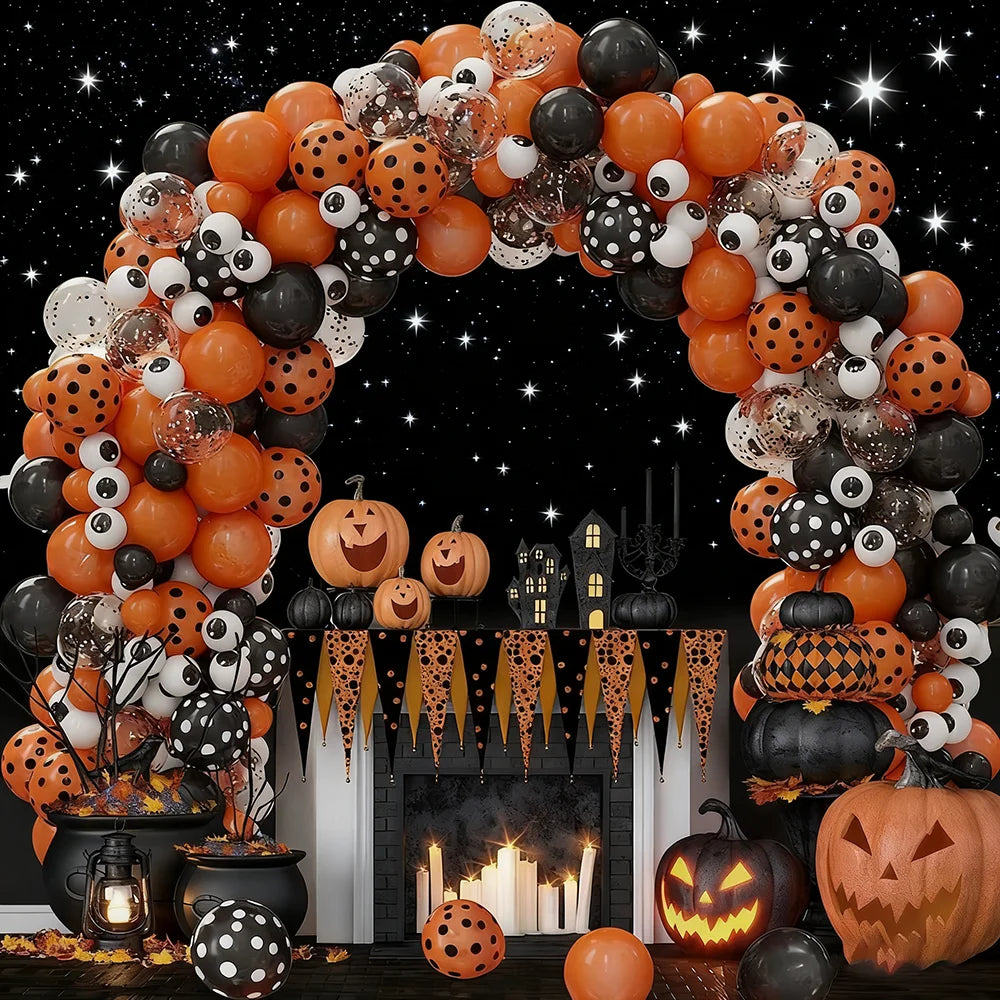 Arche Ballons Halloween Orange et Noir