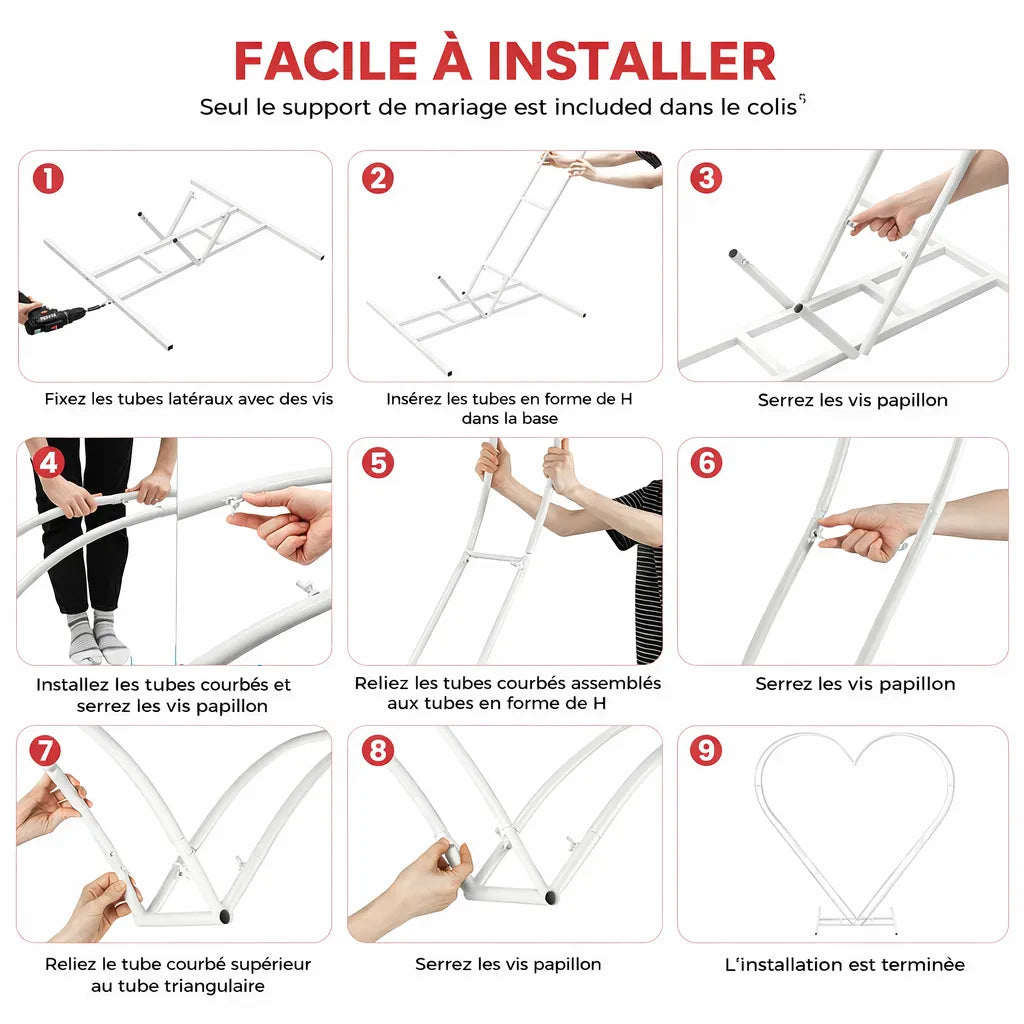 Arche Mariage Cœur Blanc Chic