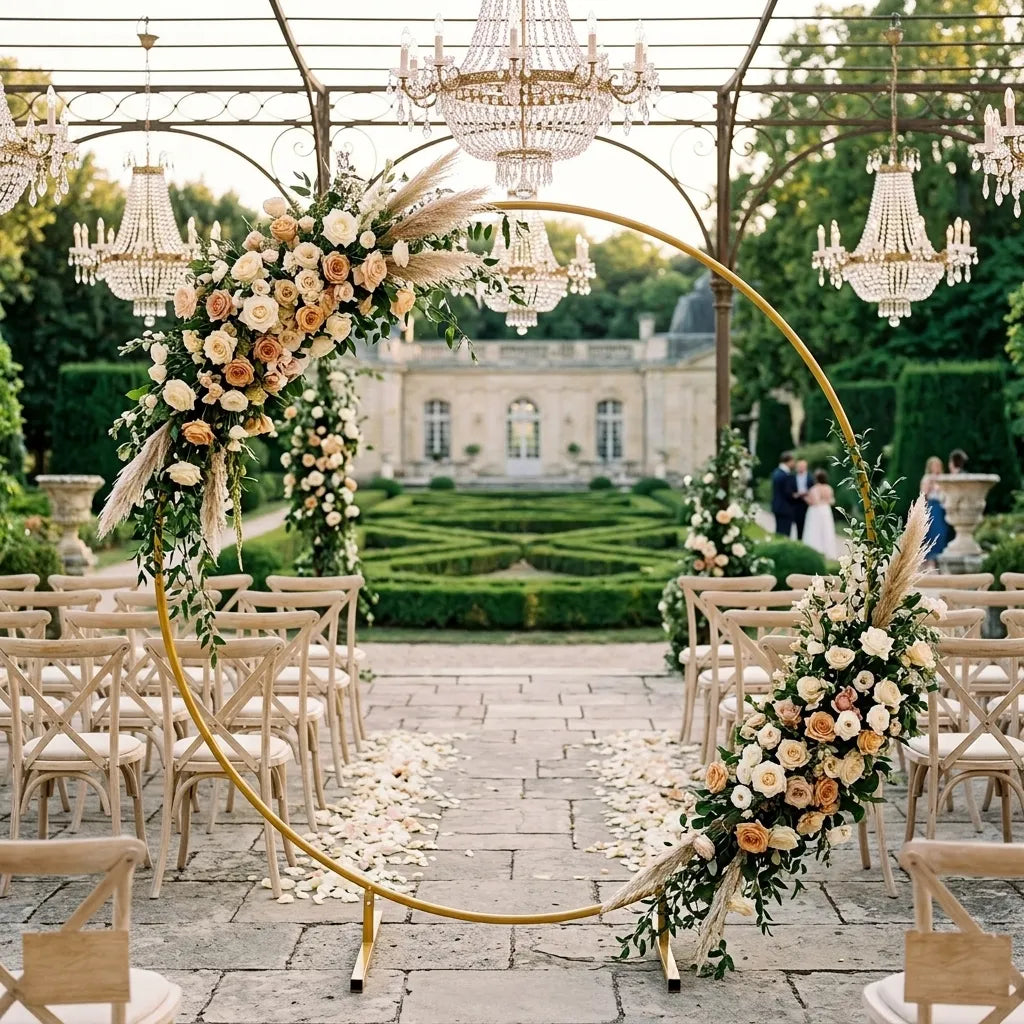 Arche Mariage Dorée Ronde Minimaliste
