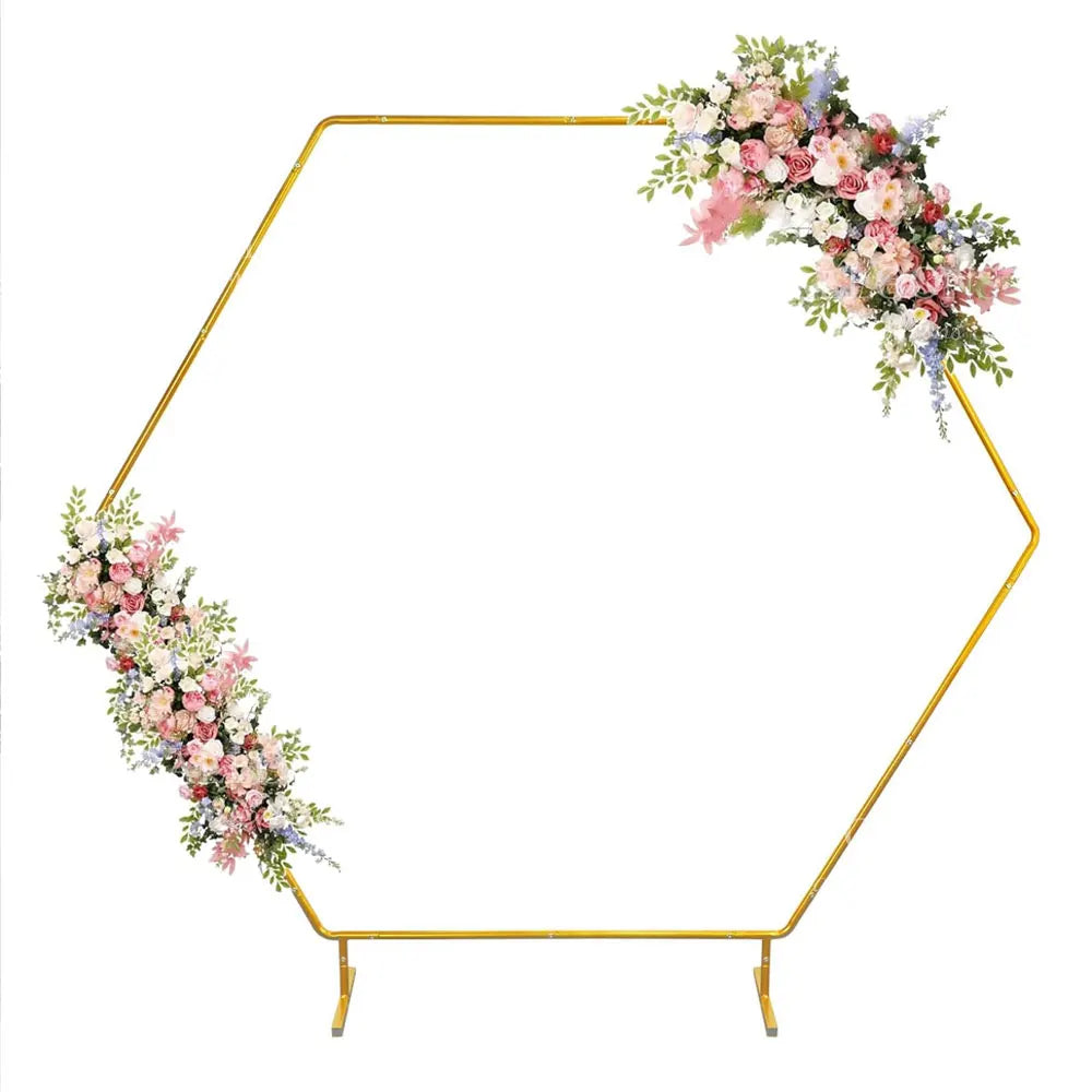 Arche Mariage Hexagonale en Métal Doré Unique