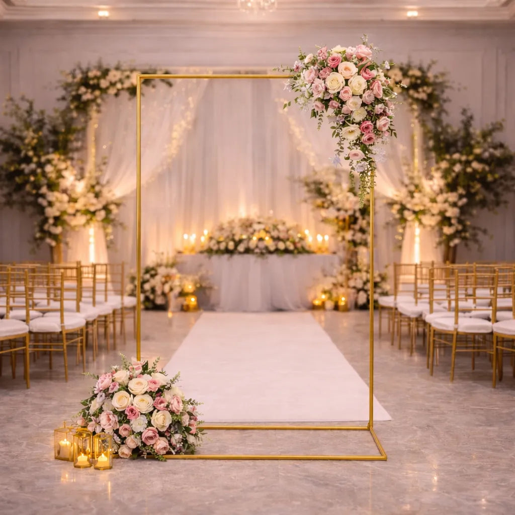 Arche Mariage Rectangulaire Doré en Métal 
