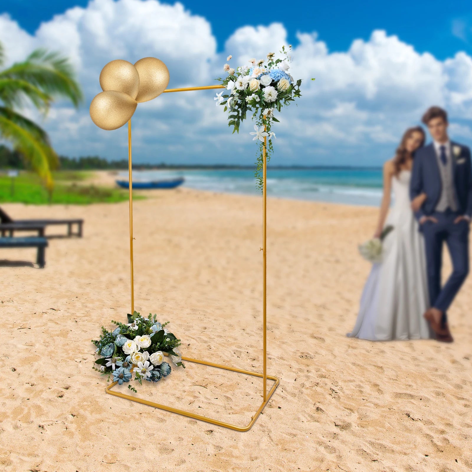 Arche Mariage Rectangulaire Doré en Métal classe