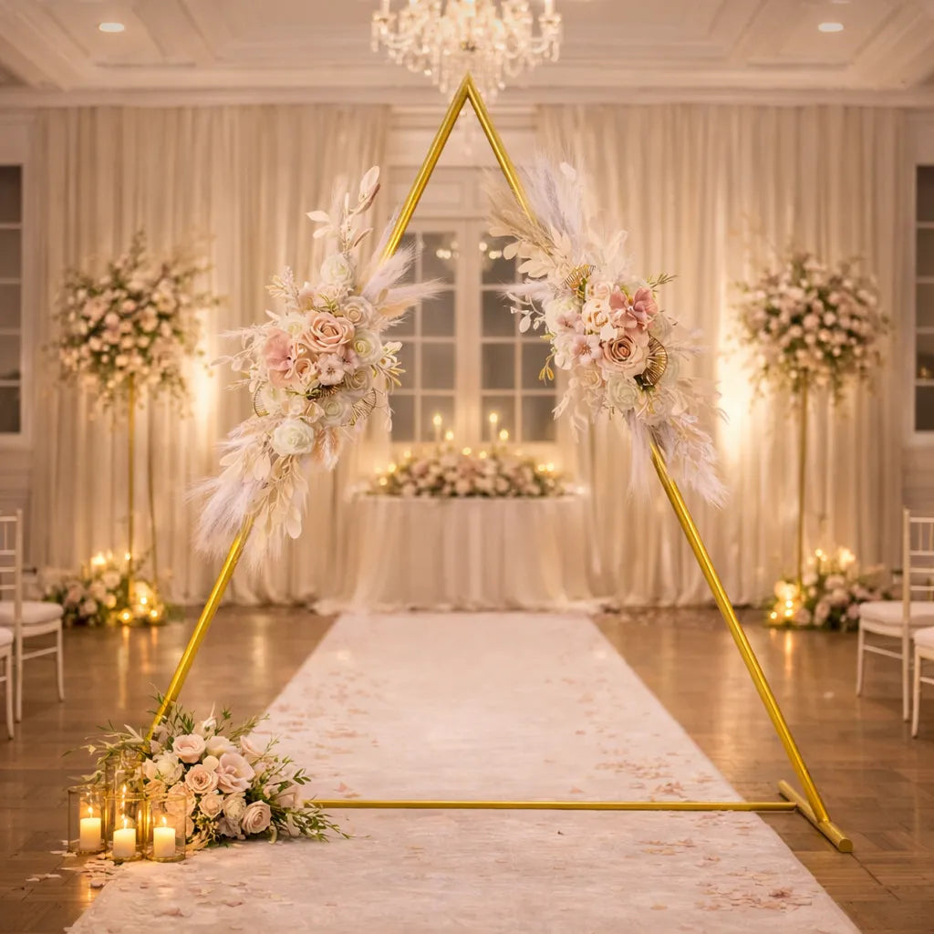Arche Mariage Triangle Doré en Métal