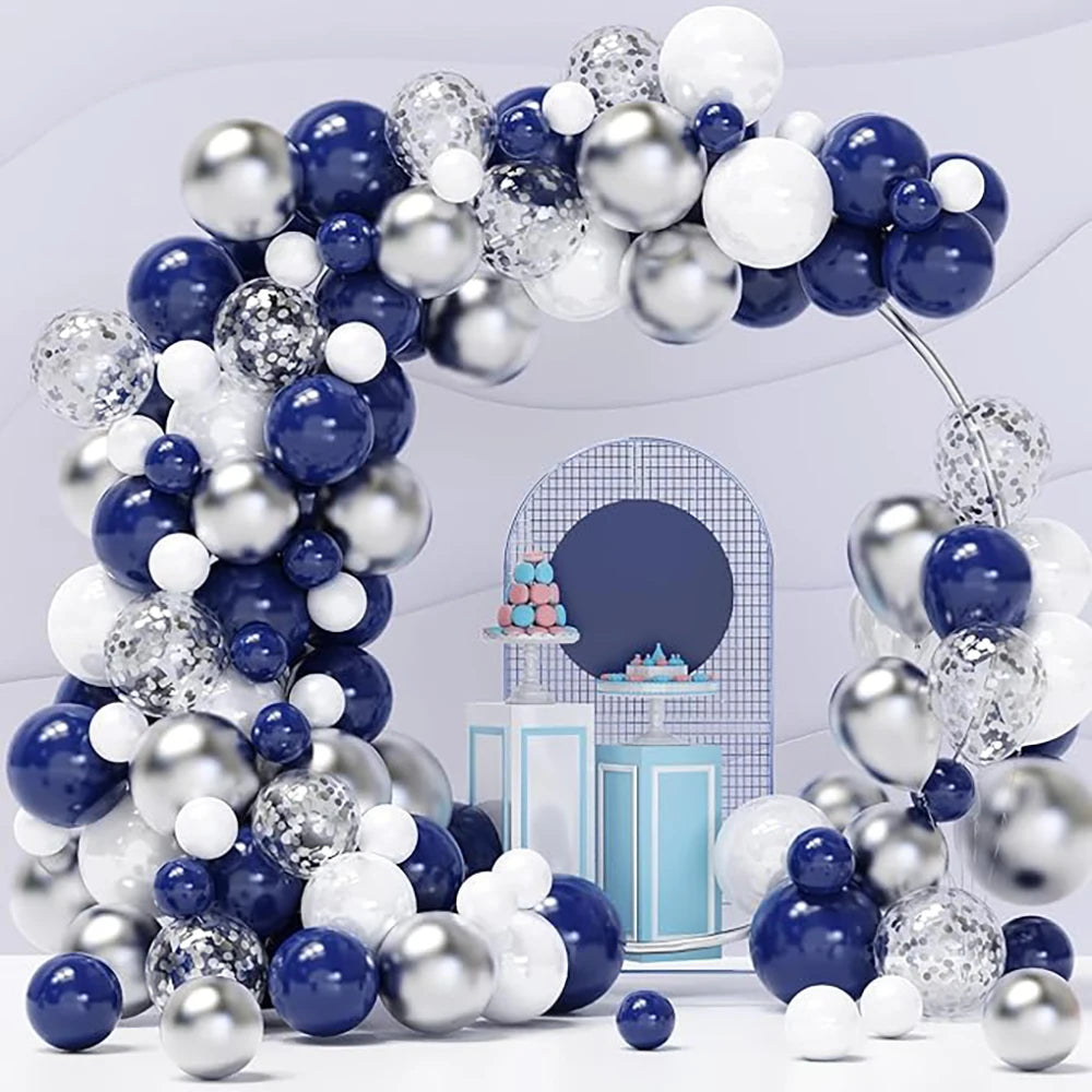 Arche de Ballons Bleu Nuit Argenté