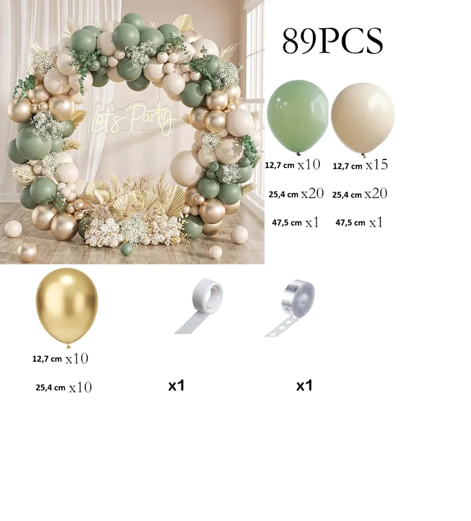 Arche de Ballons Vert Sauge Mariage Classe