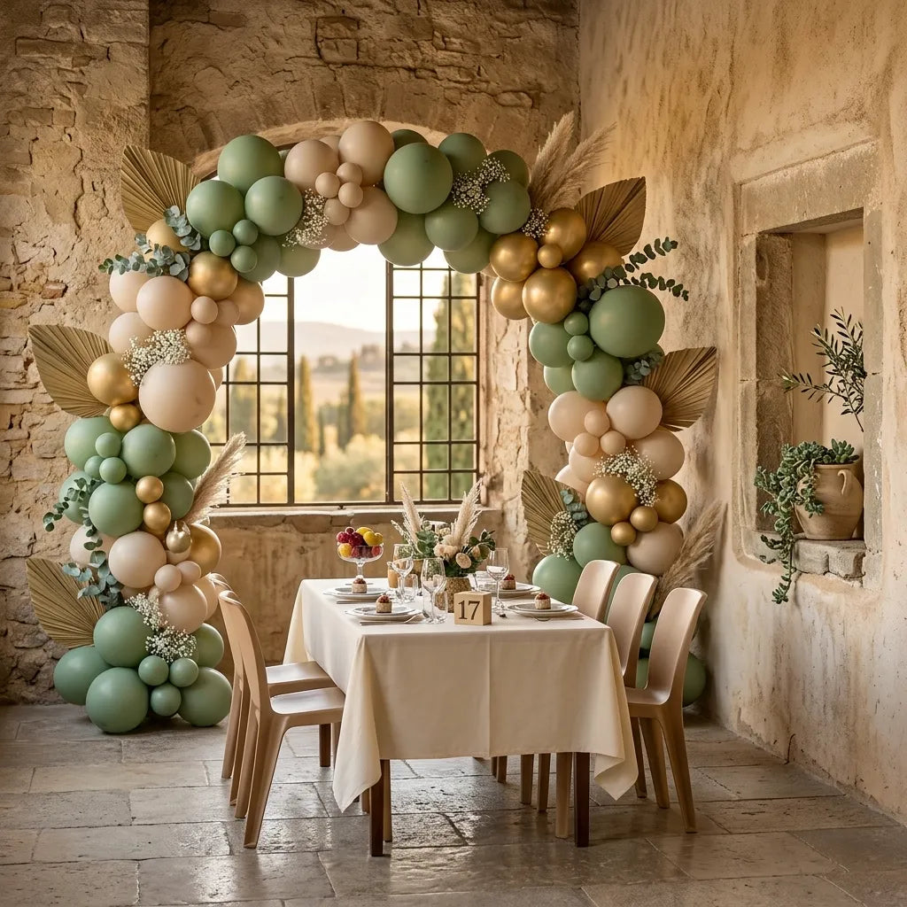Arche de Ballons Vert Sauge Mariage Unique