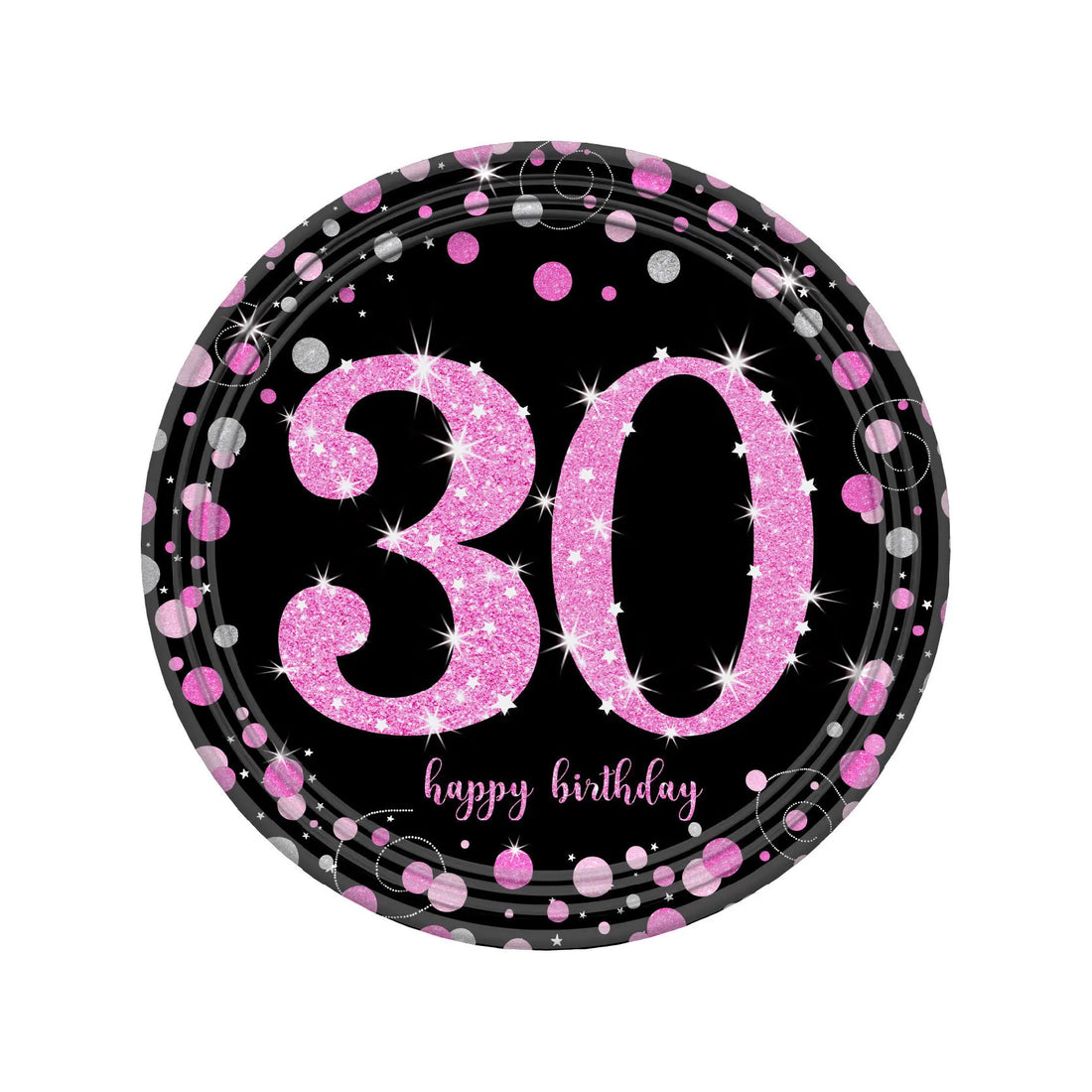 Assiette Anniversaire 30 Ans Noir et Rose